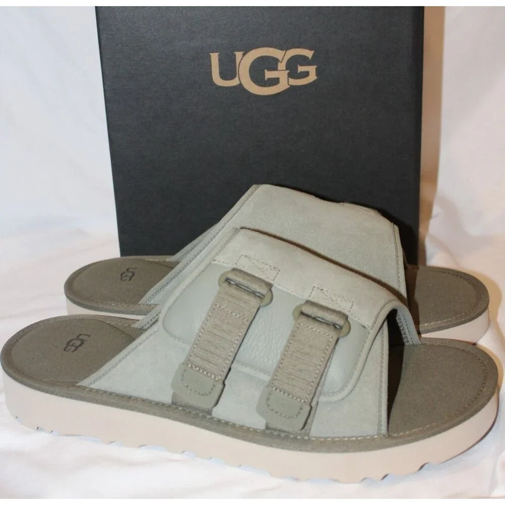 UGG MEN GOLDENCOAST STRAP SLIDE SANDALS SHADED CLOVER SZ 12 NIB